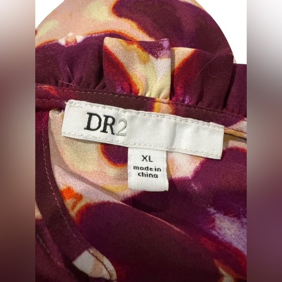DR2 Women's Blouse Purple and Pink Pattern worn once XL semisheer sleeveless EUC - Picture 4 of 6